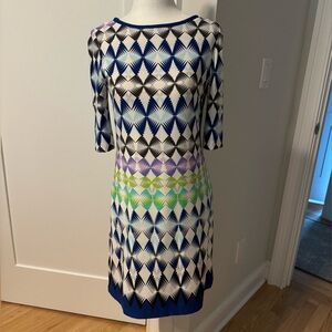Eliza J dress, Size 2. Zipper in back. Measures 34 inches from shoulder to hem.